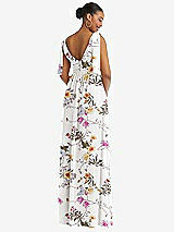 Rear View Thumbnail - Butterfly Botanica Ivory Plunge Neckline Bow Shoulder Empire Waist Chiffon Maxi Dress