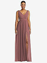 Alt View 2 Thumbnail - Rosewood Plunge Neckline Bow Shoulder Empire Waist Chiffon Maxi Dress