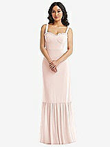 Alt View 1 Thumbnail - Blush Tie-Shoulder Bustier Bodice Ruffle-Hem Maxi Dress