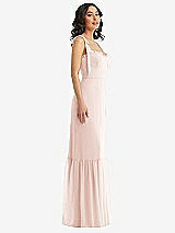 Side View Thumbnail - Blush Tie-Shoulder Bustier Bodice Ruffle-Hem Maxi Dress