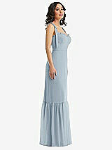 Side View Thumbnail - Mist Tie-Shoulder Bustier Bodice Ruffle-Hem Maxi Dress