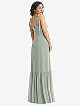 Rear View Thumbnail - Willow Green Tie-Shoulder Bustier Bodice Ruffle-Hem Maxi Dress