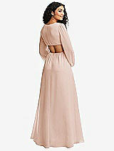 Rear View Thumbnail - Cameo Long Puff Sleeve Cutout Waist Chiffon Maxi Dress 