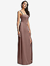 Side View Thumbnail - Sienna Lace Up Tie-Back Corset Maxi Dress with Front Slit