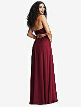 Alt View 7 Thumbnail - Burgundy Strapless Empire Waist Cutout Maxi Dress with Covered Button Detail