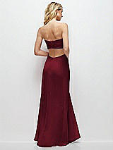 Side View Thumbnail - Burgundy Strapless Empire Waist Cutout Maxi Dress with Covered Button Detail