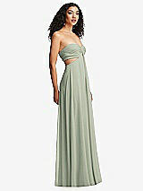 Alt View 6 Thumbnail - Celadon Strapless Empire Waist Cutout Maxi Dress with Covered Button Detail