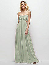 Front View Thumbnail - Celadon Strapless Empire Waist Cutout Maxi Dress with Covered Button Detail