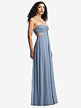 Alt View 6 Thumbnail - Cloudy Strapless Empire Waist Cutout Maxi Dress with Covered Button Detail