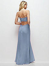 Side View Thumbnail - Cloudy Strapless Empire Waist Cutout Maxi Dress with Covered Button Detail