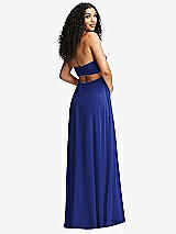 Alt View 7 Thumbnail - Cobalt Blue Strapless Empire Waist Cutout Maxi Dress with Covered Button Detail