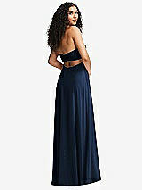 Alt View 7 Thumbnail - Midnight Navy Strapless Empire Waist Cutout Maxi Dress with Covered Button Detail