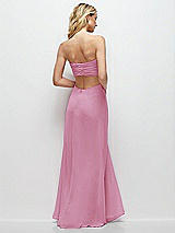 Side View Thumbnail - Powder Pink Strapless Empire Waist Cutout Maxi Dress with Covered Button Detail