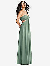 Alt View 4 Thumbnail - Seagrass Strapless Empire Waist Cutout Maxi Dress with Covered Button Detail