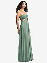 Alt View 6 Thumbnail - Seagrass Strapless Empire Waist Cutout Maxi Dress with Covered Button Detail