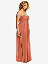 Alt View 2 Thumbnail - Terracotta Copper Strapless Empire Waist Cutout Maxi Dress with Covered Button Detail