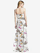 Rear View Thumbnail - Butterfly Botanica Ivory Skinny Tie-Shoulder Ruffle-Trimmed Blouson Maxi Dress