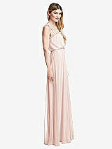 Side View Thumbnail - Blush Skinny Tie-Shoulder Ruffle-Trimmed Blouson Maxi Dress