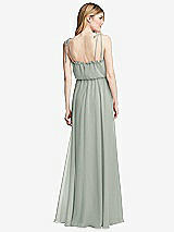 Rear View Thumbnail - Willow Green Skinny Tie-Shoulder Ruffle-Trimmed Blouson Maxi Dress