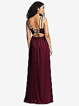 Rear View Thumbnail - Cabernet Dual Strap V-Neck Lace-Up Open-Back Maxi Dress