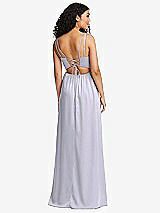 Rear View Thumbnail - Silver Dove Dual Strap V-Neck Lace-Up Open-Back Maxi Dress