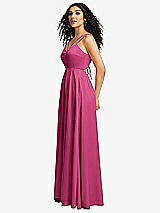 Side View Thumbnail - Tea Rose Dual Strap V-Neck Lace-Up Open-Back Maxi Dress