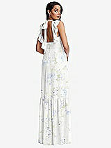 Rear View Thumbnail - Bleu Garden Tiered Ruffle Plunge Neck Open-Back Maxi Dress with Deep Ruffle Skirt