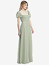 Side View Thumbnail - Celadon Regency Empire Waist Puff Sleeve Chiffon Maxi Dress