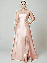 Alt View 2 Thumbnail - Blush Strapless A-line Satin Gown with Modern Bow Detail