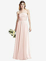 Alt View 1 Thumbnail - Blush Shirred Bodice Strapless Chiffon Maxi Dress with Optional Straps