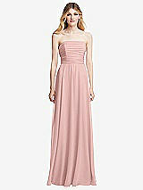 Front View Thumbnail - Rose Shirred Bodice Strapless Chiffon Maxi Dress with Optional Straps