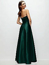 Side View Thumbnail - Evergreen Strapless Bias Cuff Bodice Satin Gown with Pockets