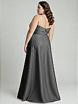 Alt View 2 Thumbnail - Pewter Strapless Bias Cuff Bodice Satin Gown with Pockets