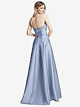 Alt View 4 Thumbnail - Sky Blue Strapless Bias Cuff Bodice Satin Gown with Pockets