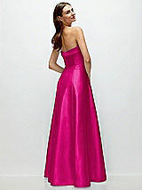 Side View Thumbnail - Think Pink Strapless Bias Cuff Bodice Satin Gown with Pockets