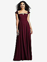 Alt View 1 Thumbnail - Cabernet Off-the-Shoulder Pleated Cap Sleeve A-line Maxi Dress