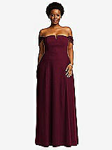 Alt View 2 Thumbnail - Cabernet Off-the-Shoulder Pleated Cap Sleeve A-line Maxi Dress