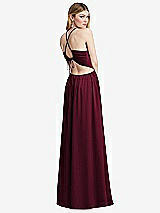 Rear View Thumbnail - Cabernet Halter Cross-Strap Gathered Tie-Back Cutout Maxi Dress