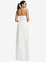 Rear View Thumbnail - White Plunging V-Neck Criss Cross Strap Back Maxi Dress