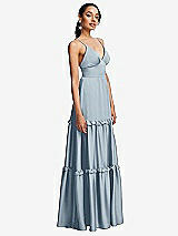 Side View Thumbnail - Mist Low-Back Triangle Maxi Dress with Ruffle-Trimmed Tiered Skirt