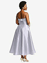 Alt View 2 Thumbnail - Silver Dove Cuffed Strapless Satin Twill Midi Dress with Full Skirt and Pockets