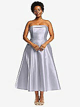 Alt View 4 Thumbnail - Silver Dove Cuffed Strapless Satin Twill Midi Dress with Full Skirt and Pockets