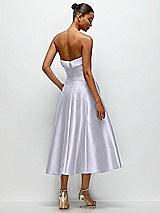 Side View Thumbnail - Silver Dove Cuffed Strapless Satin Twill Midi Dress with Full Skirt and Pockets