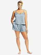 Alt View 1 Thumbnail - Mist Whisper Satin Lounge Shorts with Pockets