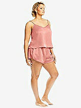 Side View Thumbnail - Rose Whisper Satin Lounge Shorts with Pockets