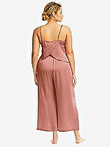 Alt View 3 Thumbnail - Desert Rose Whisper Satin Wide-Leg Lounge Pants with Pockets