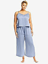 Alt View 1 Thumbnail - Sky Blue Whisper Satin Wide-Leg Lounge Pants with Pockets