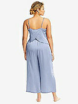 Alt View 3 Thumbnail - Sky Blue Whisper Satin Wide-Leg Lounge Pants with Pockets