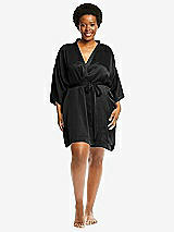 Alt View 1 Thumbnail - Black Short Whisper Satin Robe