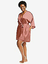 Alt View 2 Thumbnail - Desert Rose Short Whisper Satin Robe